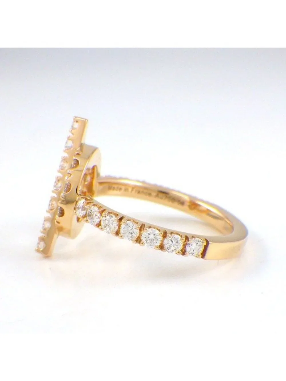 Hermes Ring Fitness Toggle Motif Half Circle Points Diamond PG